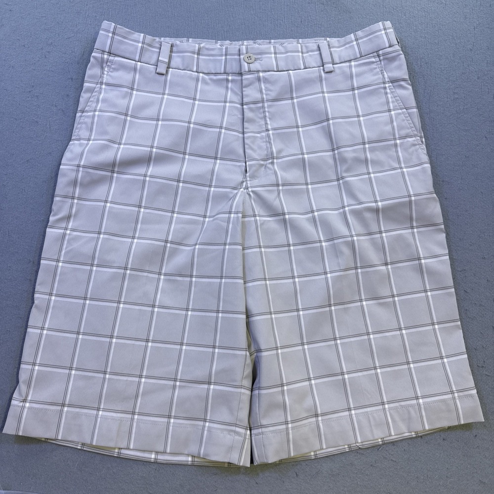 Nike‎ Golf Shorts Casual Chino Dri-Fit Men's Size 33 Check Plaid Gray